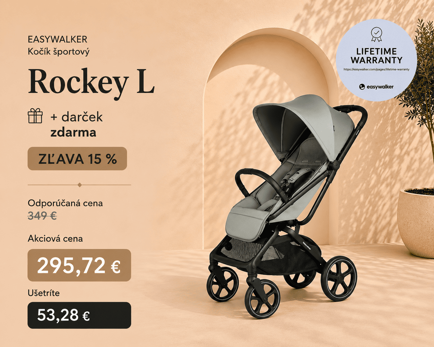 EASYWALKER Kočík športový Rockey L Fresh Green+darček zdarma